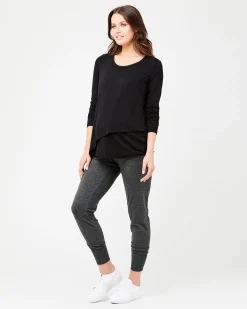 Long Sleeve Lara Nursing Tee Black
