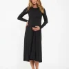 Luxe Knit A-Line Nursing Dress Black