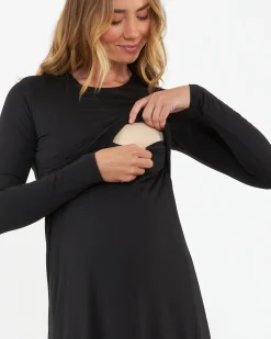 Luxe Knit A-Line Nursing Dress Black