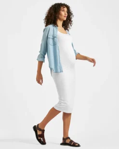 Luxe Knit Contour Dress White