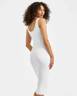 Luxe Knit Contour Dress White