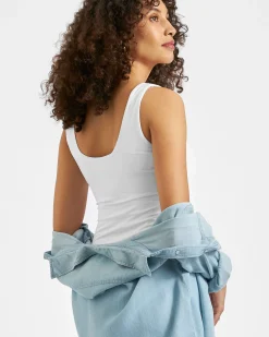 Luxe Knit Contour Dress White