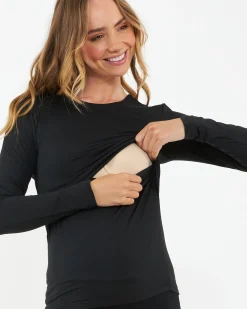 Luxe Knit Nursing Top  Black