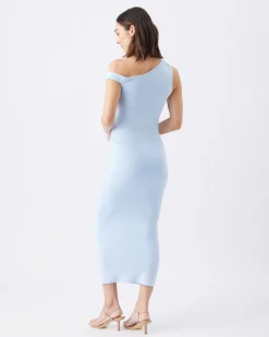 Luxe Knit Off Shoulder Dress Baby Blue