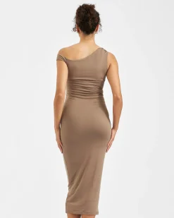 Luxe Knit Off Shoulder Dress Mocha