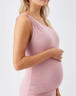 Luxe Knit Off Shoulder Dress Pink