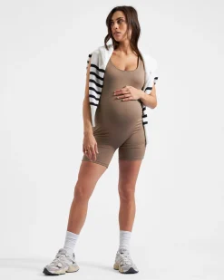 Luxe Knit Short Body Suit Mocha