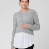 Mandy Detachable Nursing Knit Grey Marle