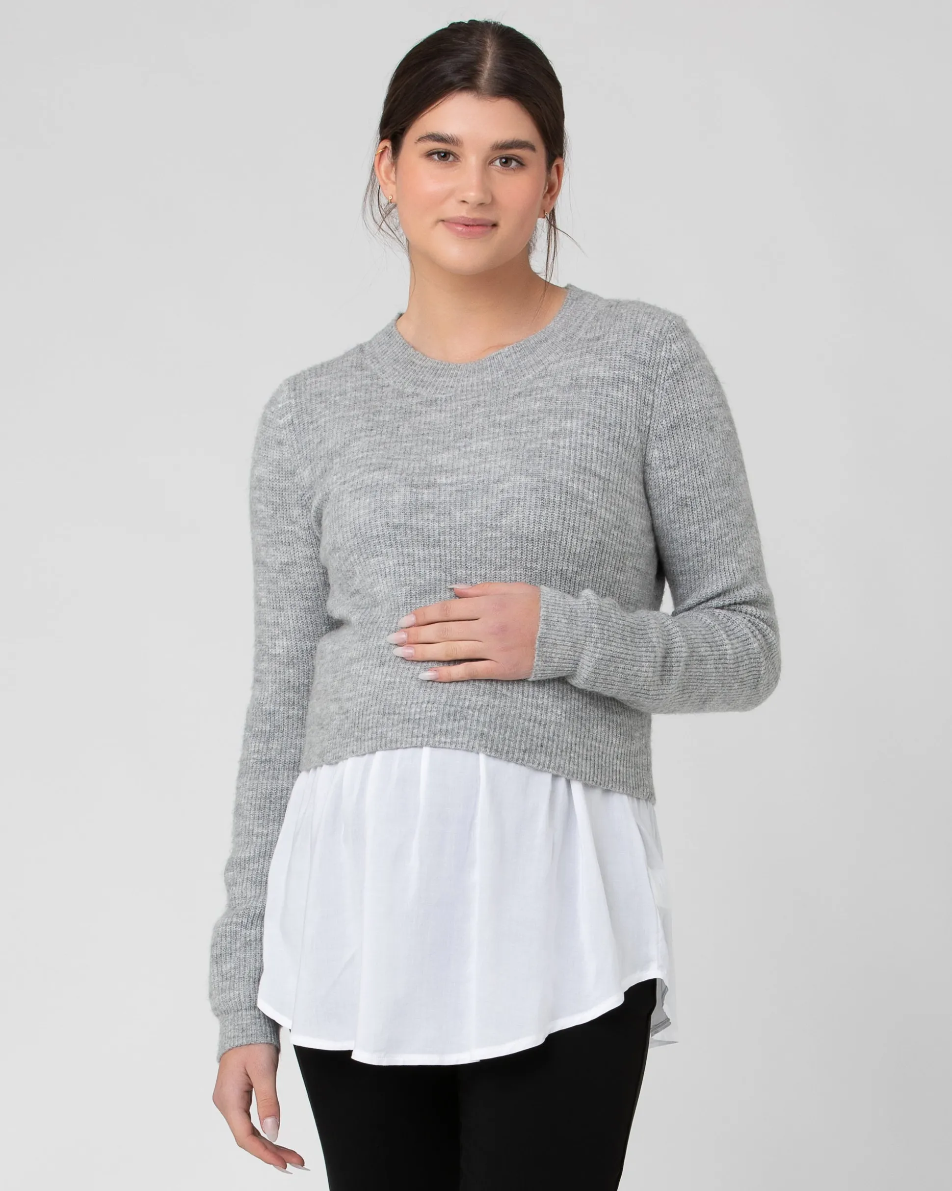 Mandy Detachable Nursing Knit Grey Marle