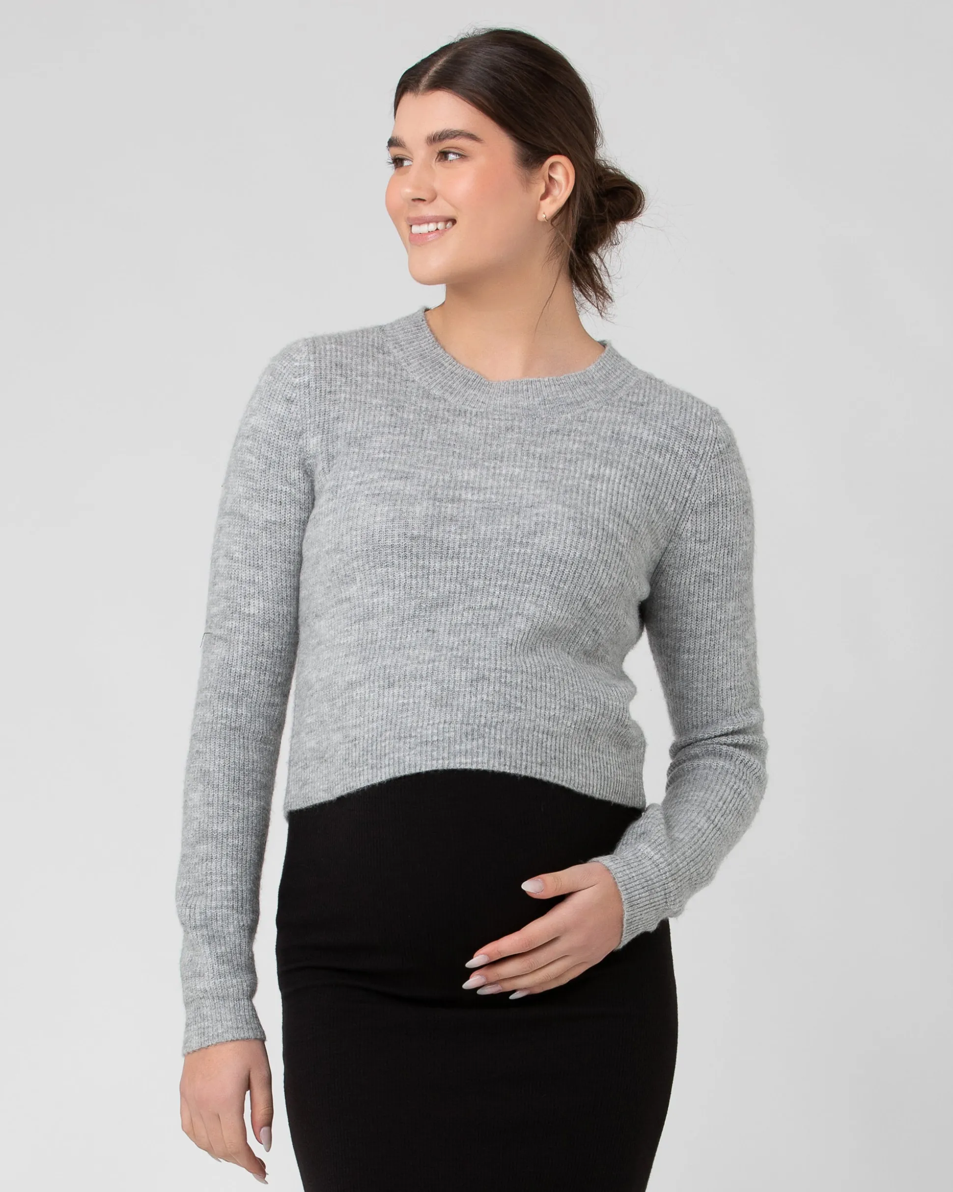 Mandy Detachable Nursing Knit Grey Marle