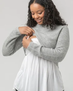 Mandy Detachable Nursing Knit Grey Marle