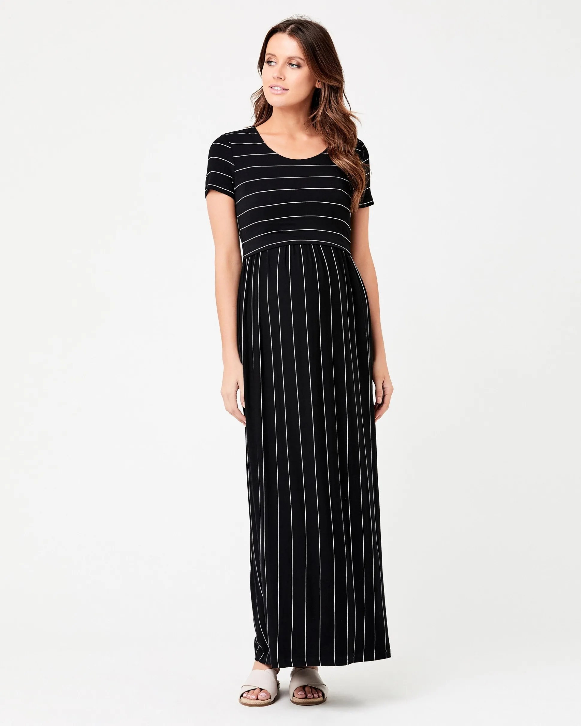 Maxi Crop Top Nursing Dress Black / Flint