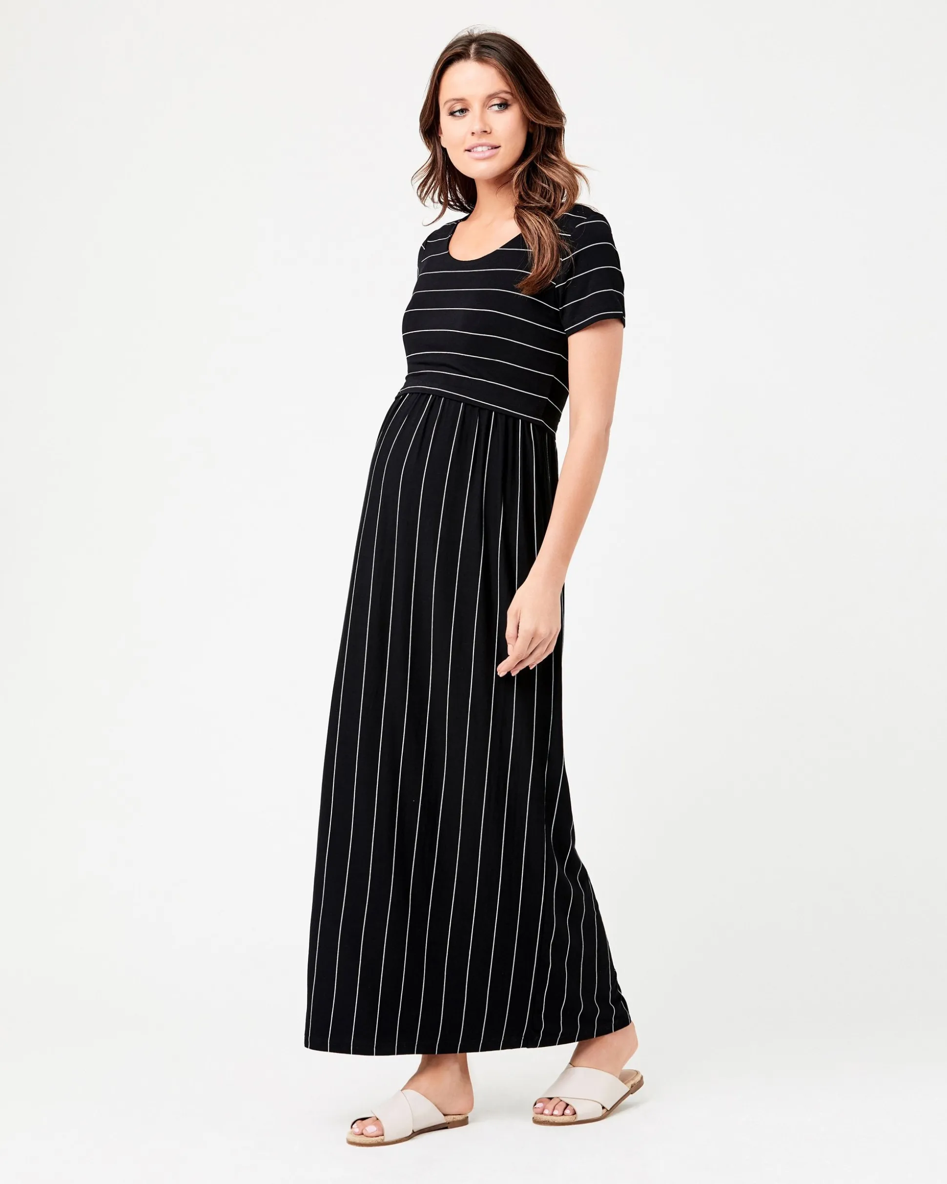 Maxi Crop Top Nursing Dress Black / Flint