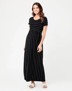 Maxi Crop Top Nursing Dress Black / Flint