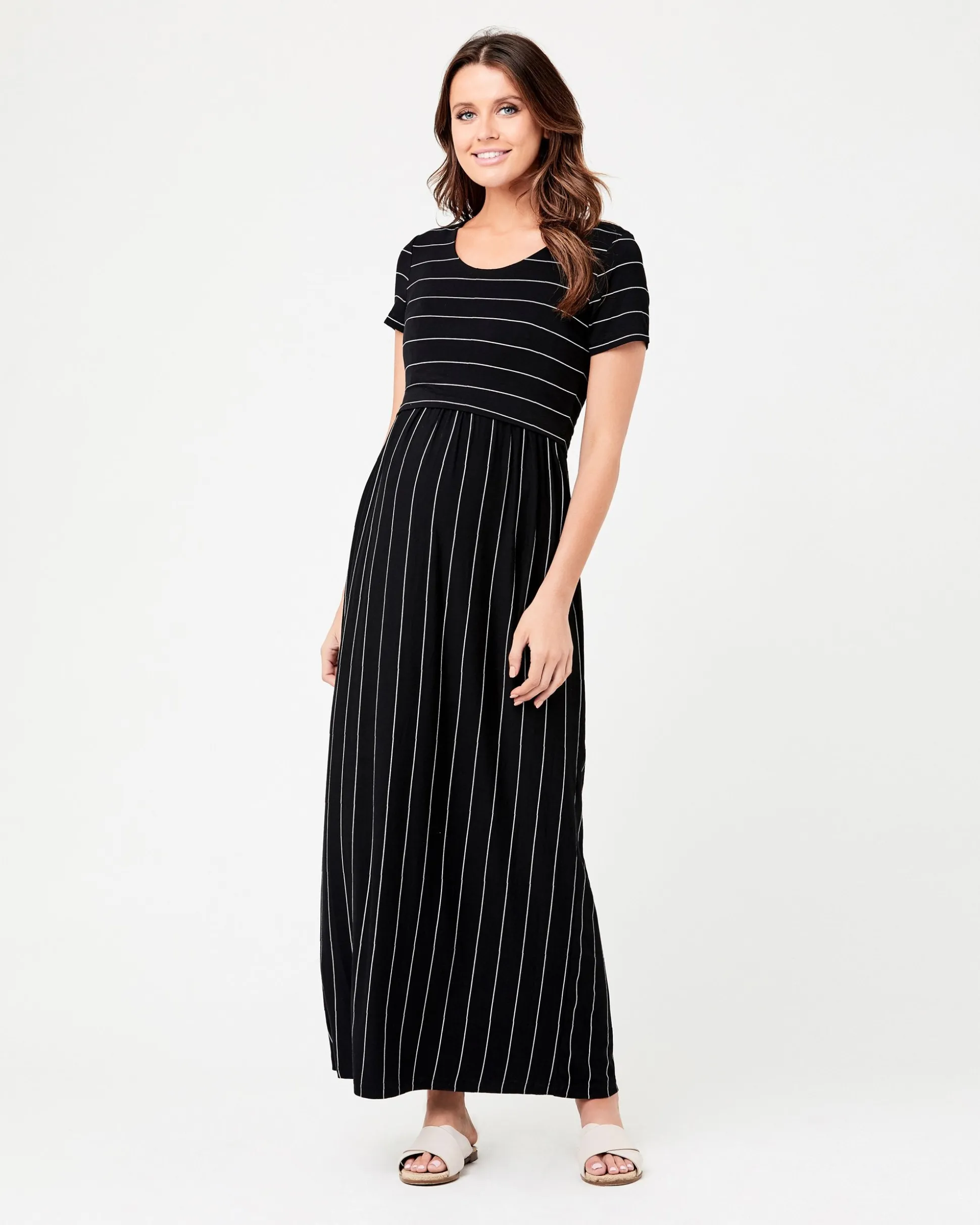 Maxi Crop Top Nursing Dress Black / Flint