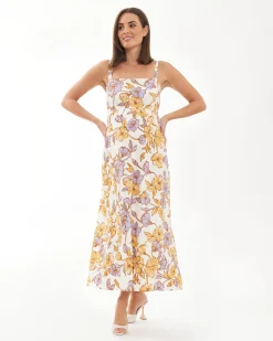 Maya Tie Back Linen Dress  Natural