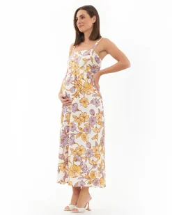 Maya Tie Back Linen Dress  Natural