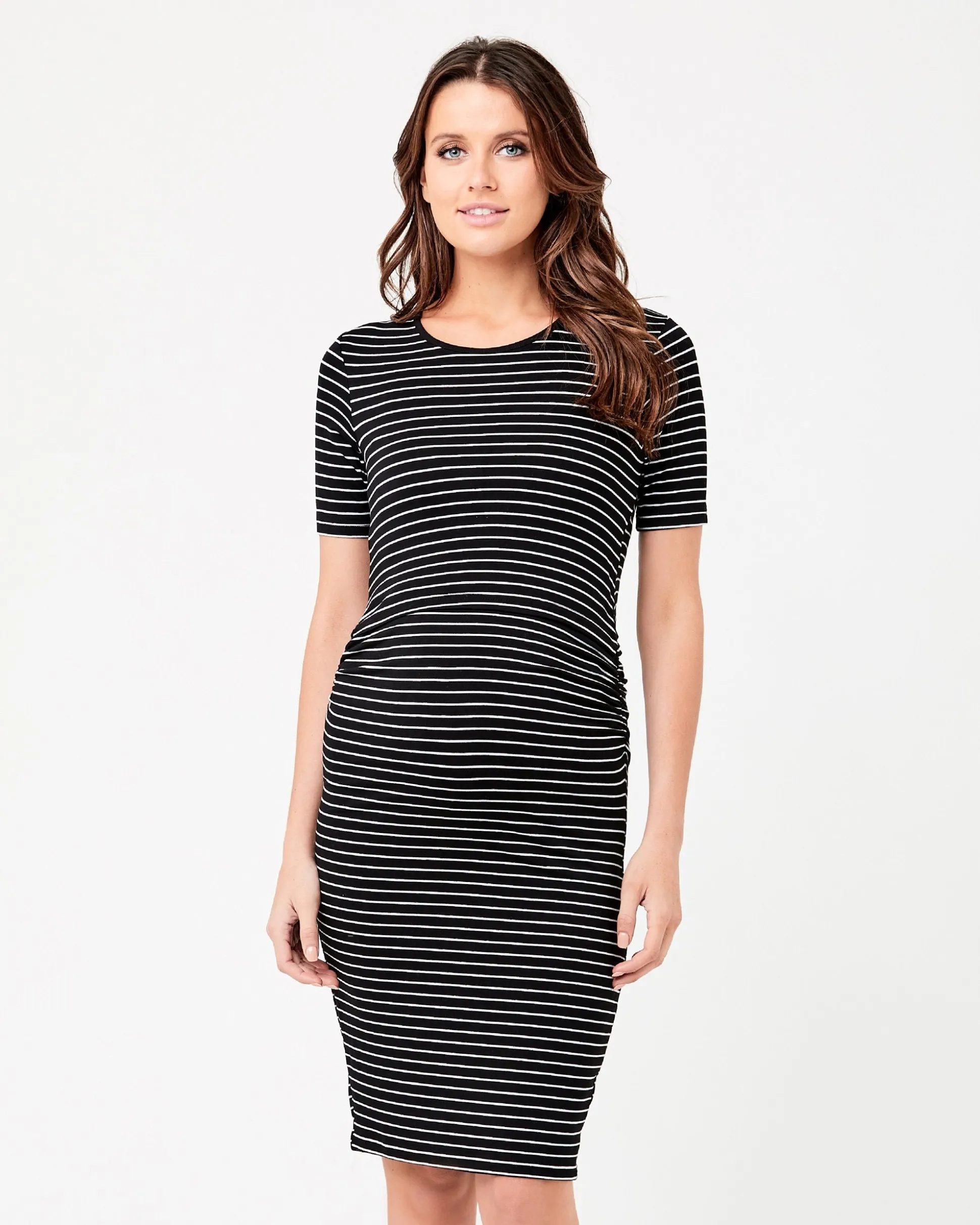 Mia Short Sleeve Nursing Dress Black / Flint