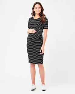 Mia Short Sleeve Nursing Dress Black / Flint