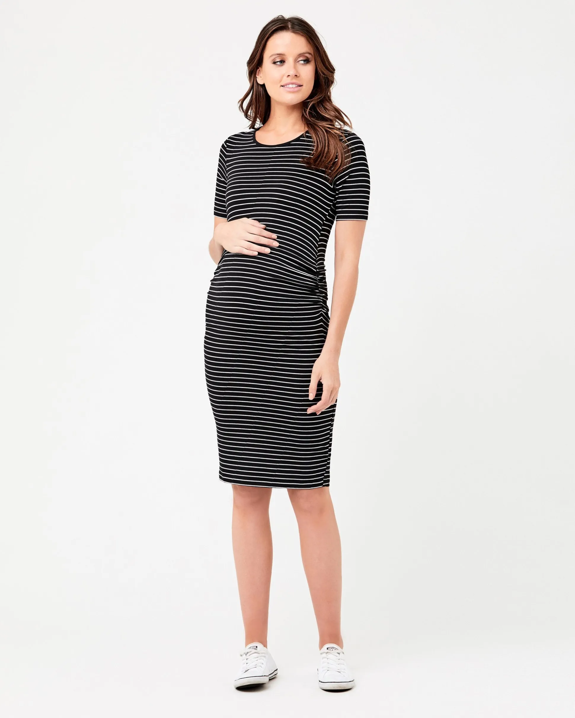 Mia Short Sleeve Nursing Dress Black / Flint