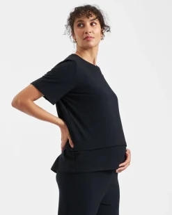 Mike Rib Nursing Top  Black