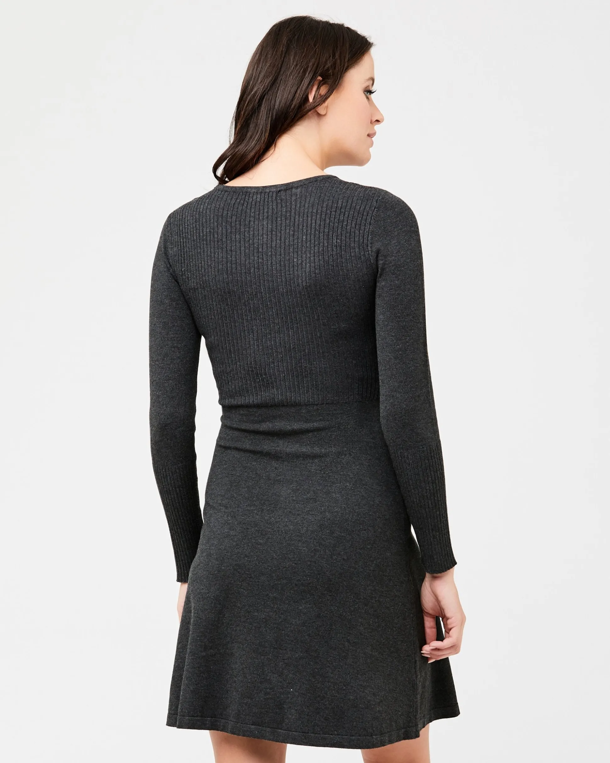 Molly Knit Nursing Dress Charcoal Marle