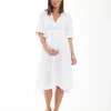 Molly Linen Shirt Dress  White