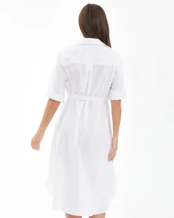 Molly Linen Shirt Dress  White