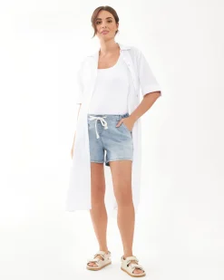 Molly Linen Shirt Dress  White