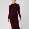 Nella Rib Nursing Knit Dress  Maroon