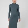 Nella Rib Nursing Knit Dress  Teal
