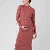 Nella Rib Nursing Knit Dress  Rouge