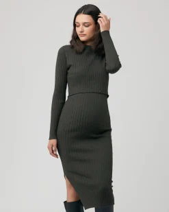 Nella Rib Nursing Knit Dress  Ivy