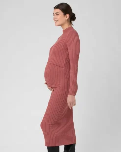 Nella Rib Nursing Knit Dress  Rouge
