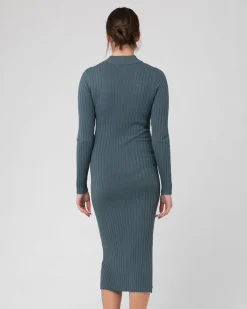Nella Rib Nursing Knit Dress Teal