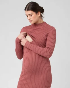 Nella Rib Nursing Knit Dress Rouge