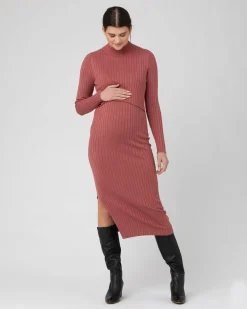 Nella Rib Nursing Knit Dress Rouge