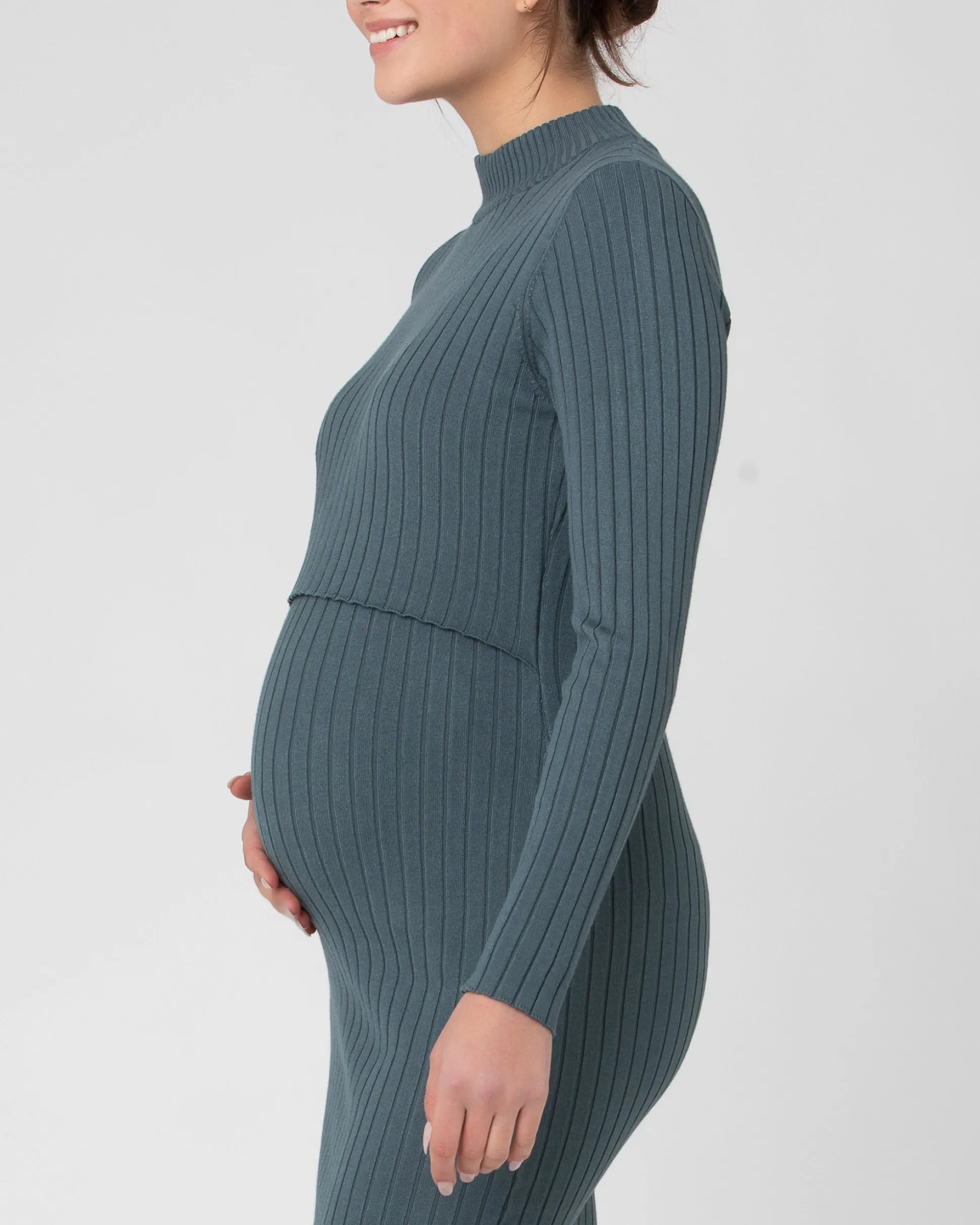 Nella Rib Nursing Knit Dress Teal