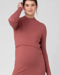 Nella Rib Nursing Knit Dress Rouge
