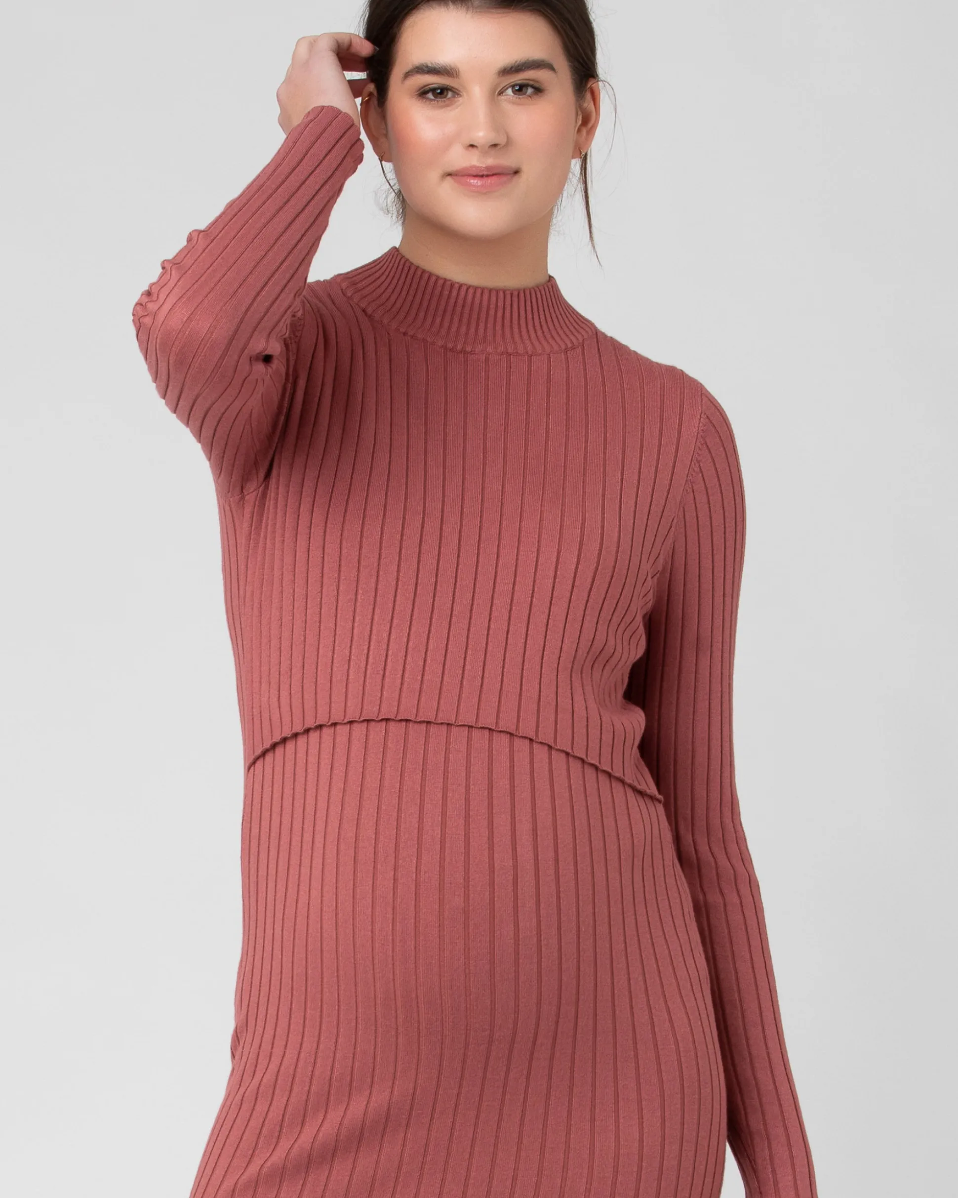 Nella Rib Nursing Knit Dress Rouge