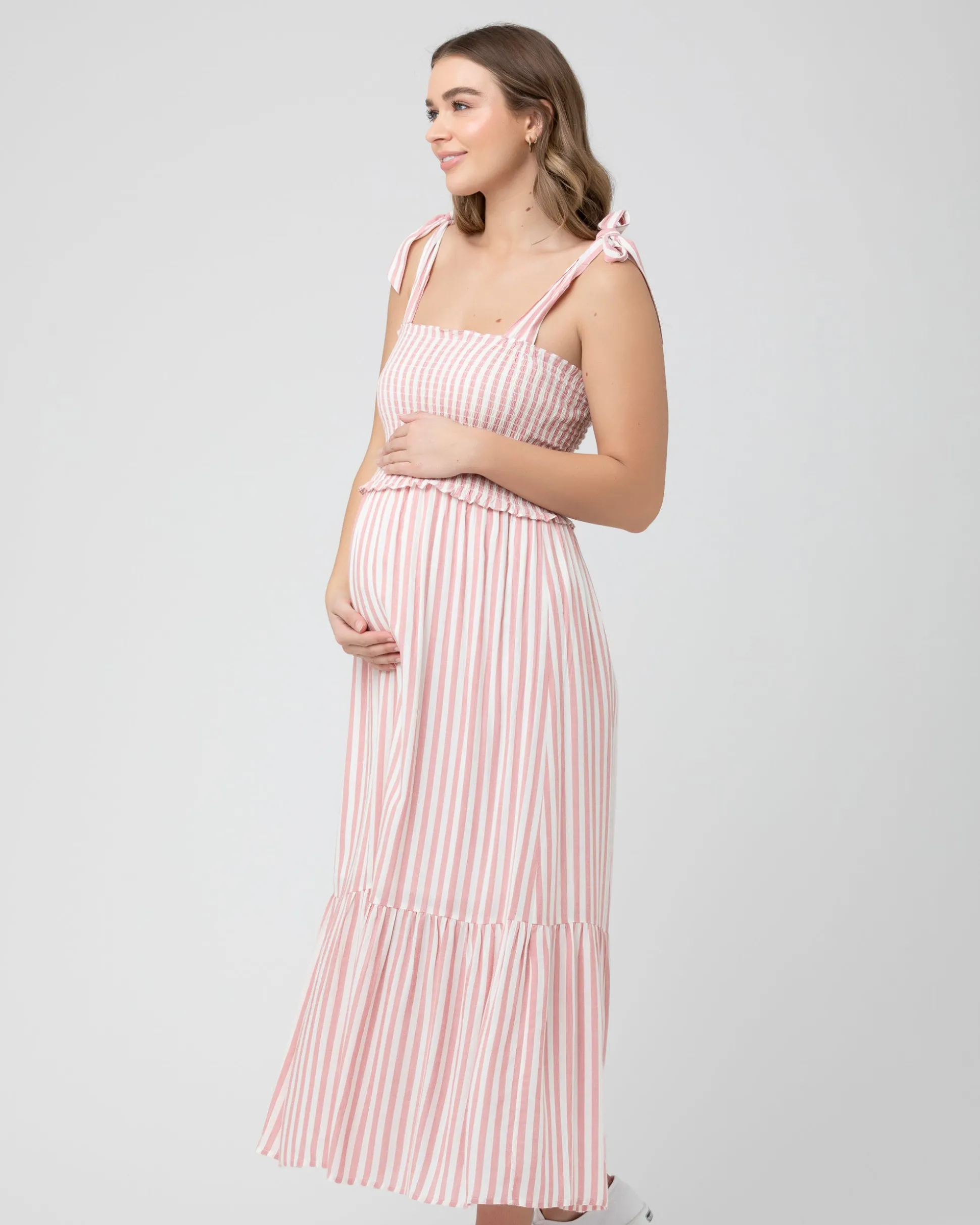 Ollie Smocked Dress Terracotta / White