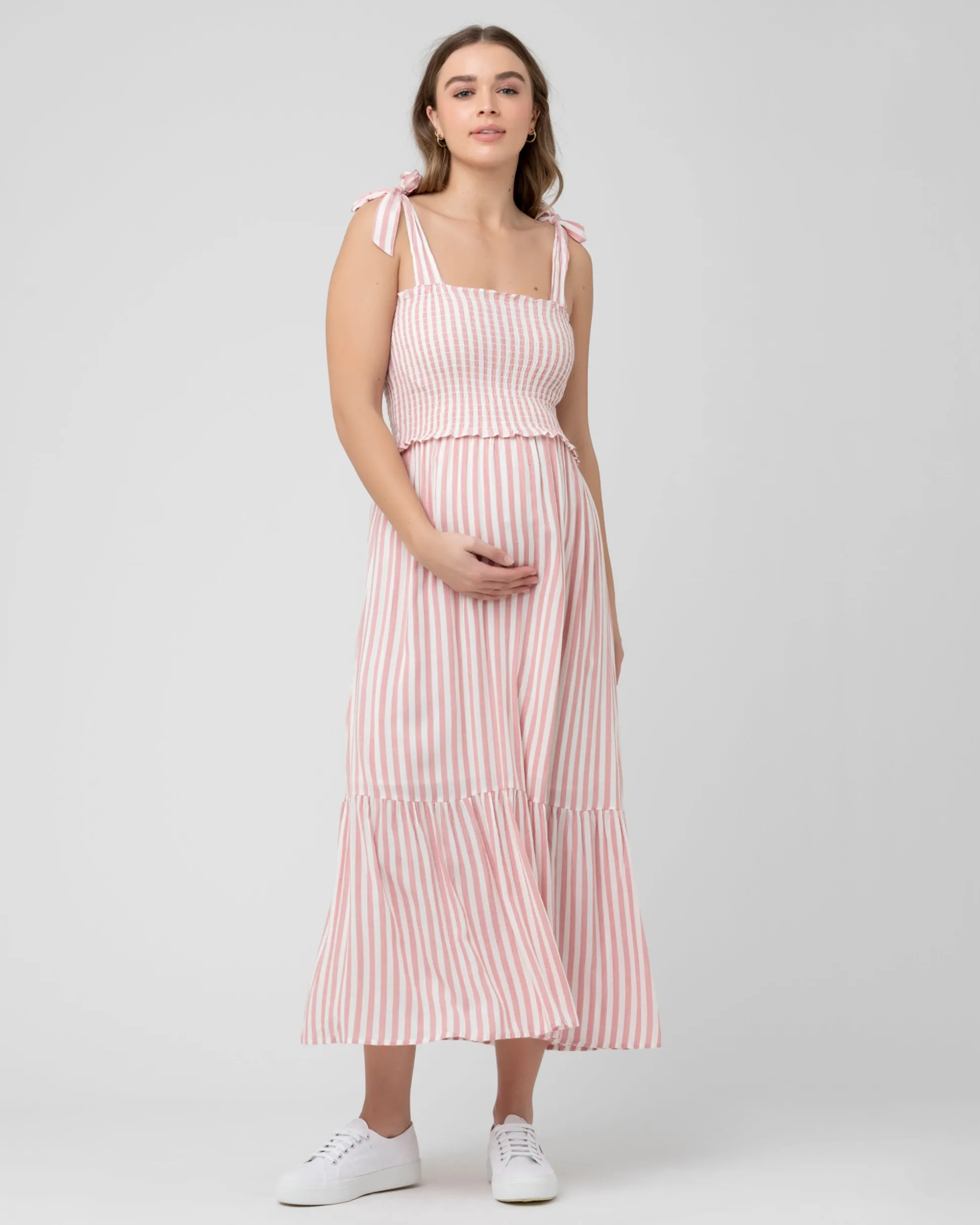 Ollie Smocked Dress Terracotta / White