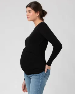 Org Cotton Nursing Top. Black