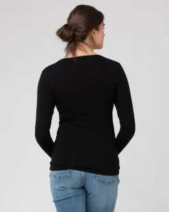 Org Cotton Nursing Top. Black