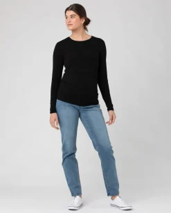 Org Cotton Nursing Top. Black