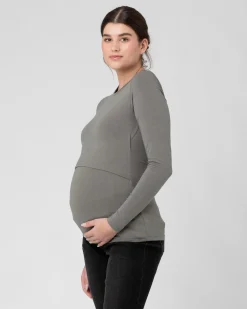 Org Cotton Nursing Top. Moss