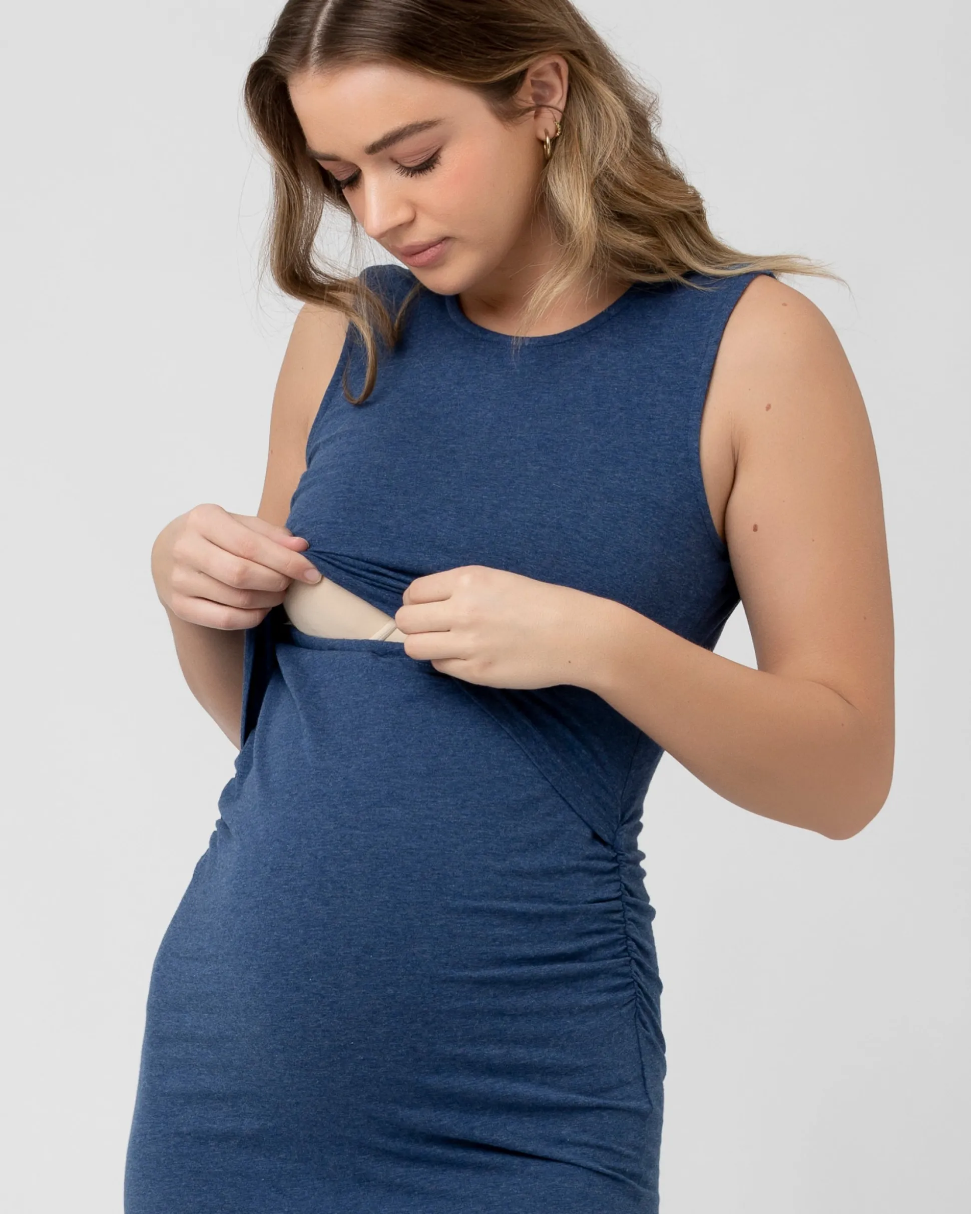 Organic Nursing Tank Dress Denim Marle