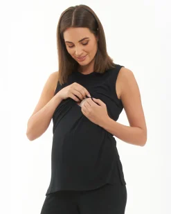 Peter Rib Nursing Tank Black