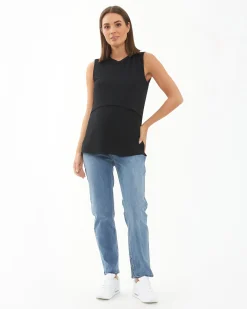 Peter Rib Nursing Tank Black