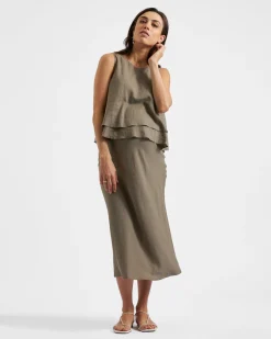 Peyton Linen Nursing Top Olive